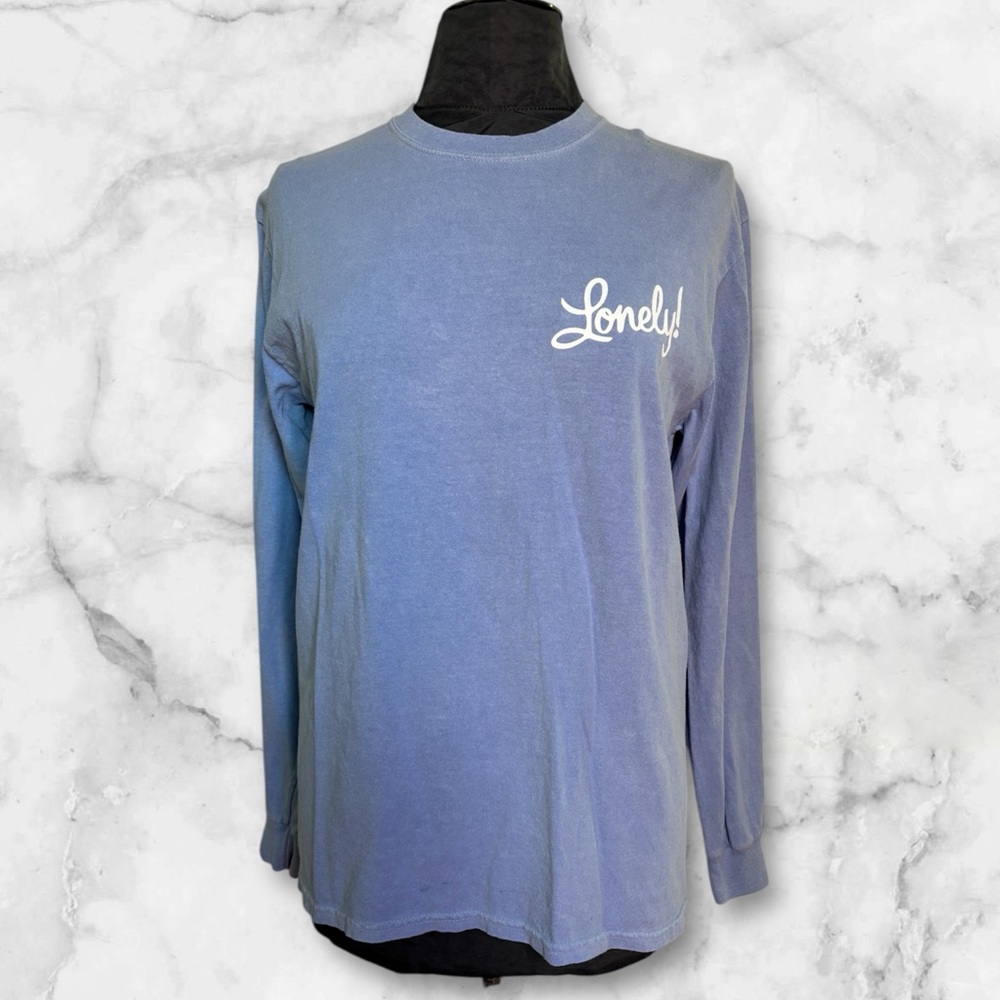 Lonely Ghost Grocery Blue Long Sleeve Lightweight Unisex Sweatshirt, Size M
